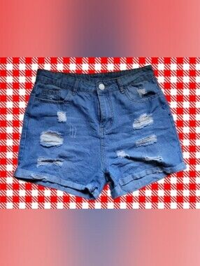 Distressed Blue Denim Women’s Shorts